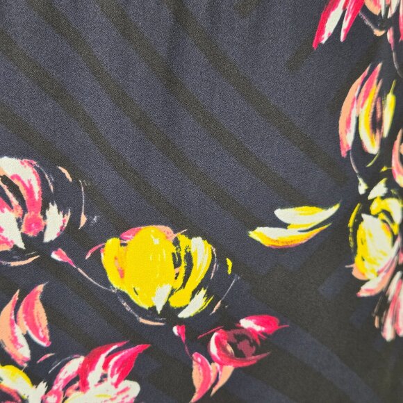 Banana Republic Size 2P Navy Blue Floral Minidress High Neck Cutout Detail - Picture 6 of 16